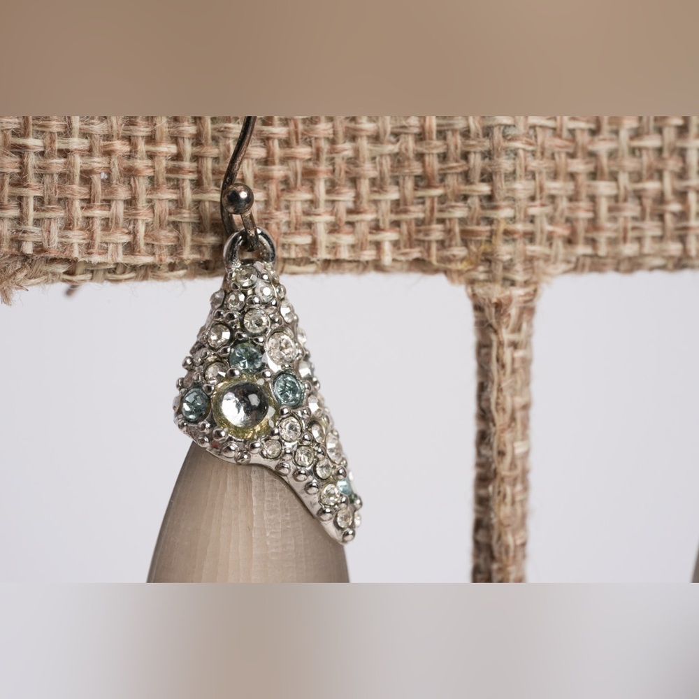 Alexis Bittar Champagne Lucite teardrop earrings with crystal accents #26 - Picture 3 of 5